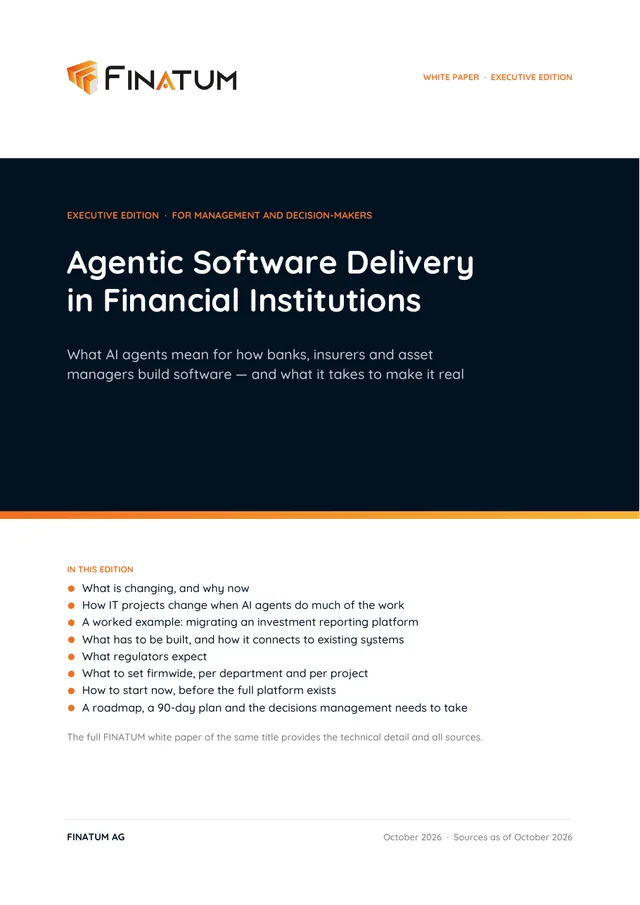 Cover: Agentic Software Delivery in Financial Institutions, White Paper, Executive Edition